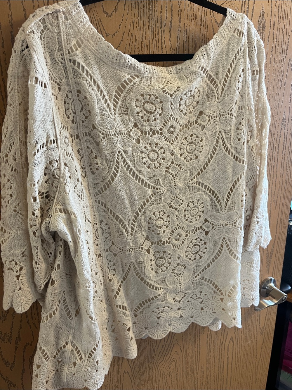 Adiva Cream Crochet Lace Boho Top